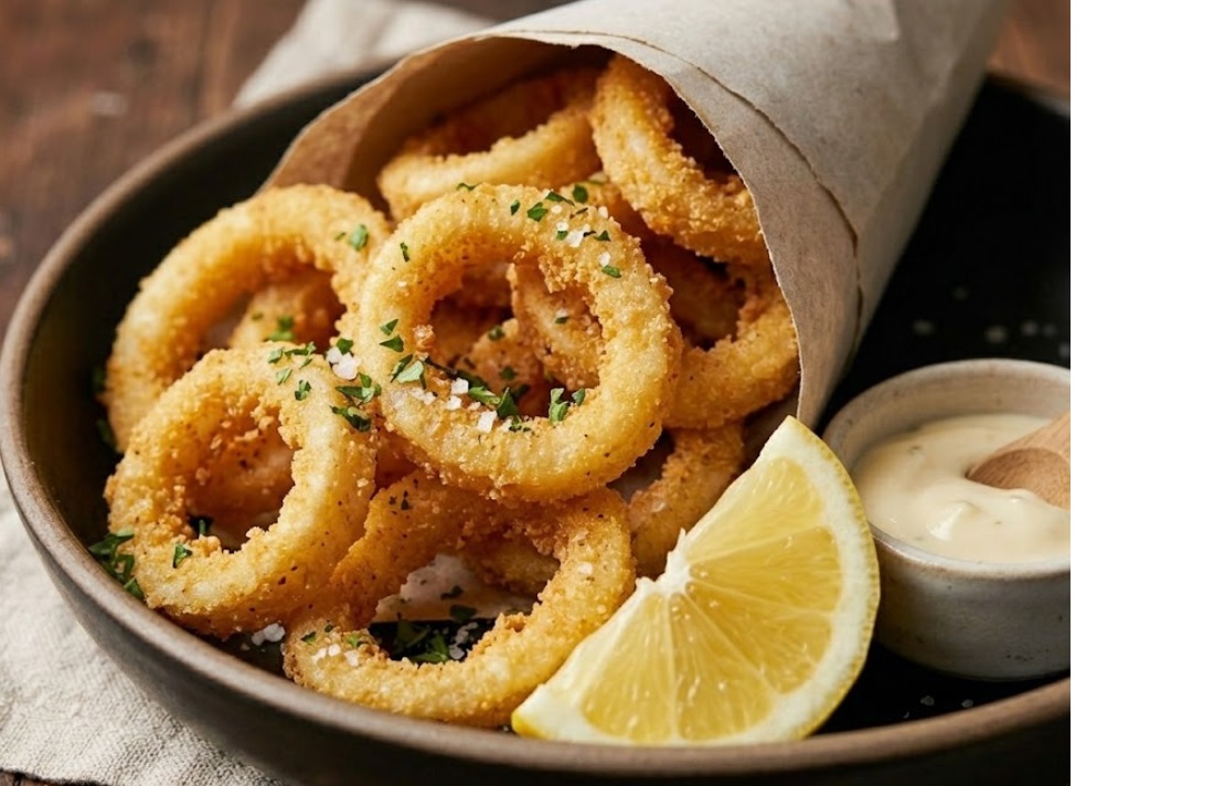 Anelli di Calamari Fritti (Croccanti Senza Olio Profondo)