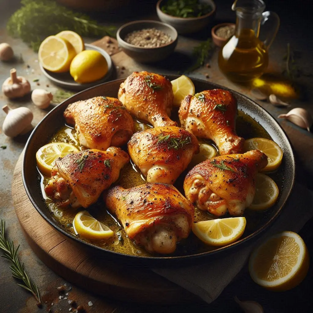 Cosce di Pollo Aglio e Limone (Pelle Croccantissima)